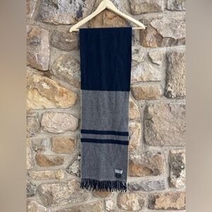 Tessilechiti Italy Men’s Blue/gray  100% Wool Fringed Scarf Wrap